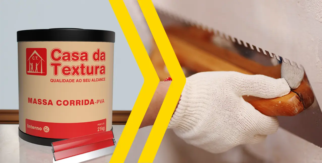 Massa Corrida PVA Casa da Textura – aplicação em parede com acabamento liso