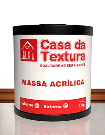 Massa Acrílica Casa da Textura: acabamento resistente e uniforme para ambientes internos e externos.